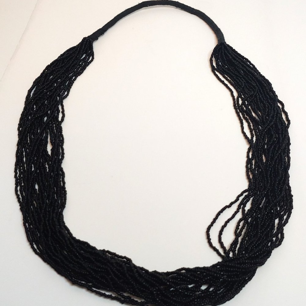 Black Beaded Multi-Strand Statement Necklace